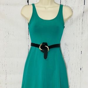 Express green fit and flare sleeveless knit dress size XS